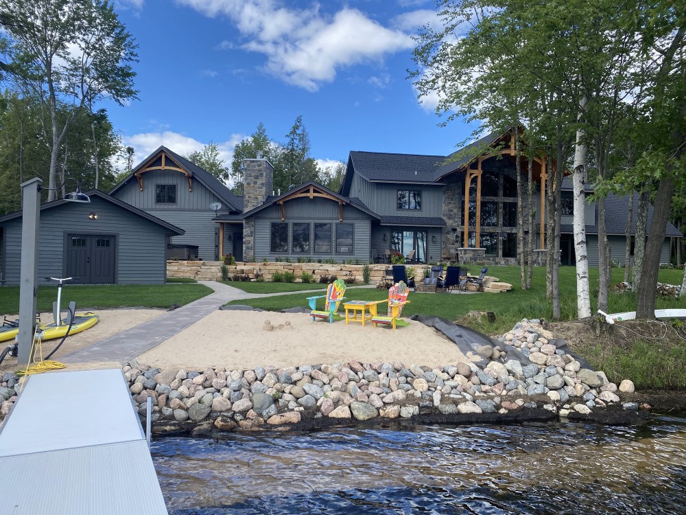 Completed patio project in newly built backyard